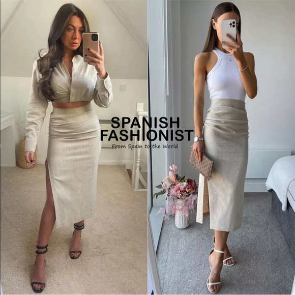 Zara draped linen blend skirt Clearance